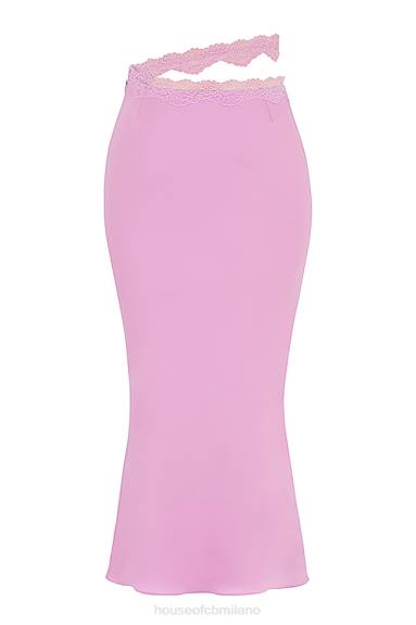 vestiario esso House of CB Gonna lunga Mathilda con finiture in pizzo rosa X44T909