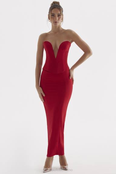 vestiario esso House of CB Gonna lunga Nayara con rose rosse X44T875