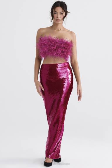 vestiario esso House of CB Gonna lunga con paillettes color acqua di Alexis X44T887