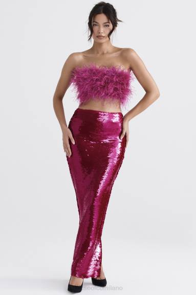 vestiario esso House of CB Gonna lunga con paillettes color acqua di Alexis X44T887