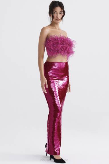 vestiario esso House of CB Gonna lunga con paillettes color acqua di Alexis X44T887
