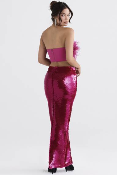vestiario esso House of CB Gonna lunga con paillettes color acqua di Alexis X44T887