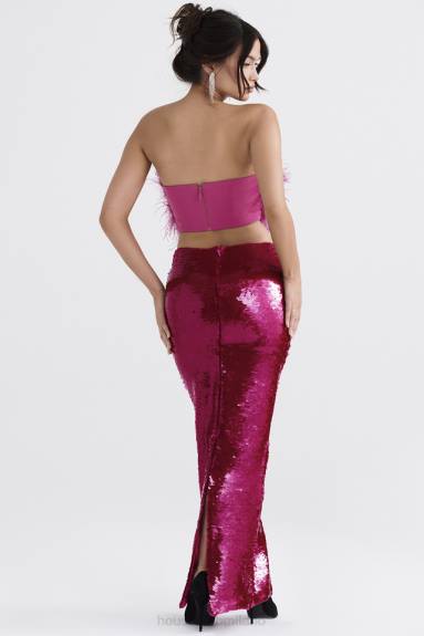 vestiario esso House of CB Gonna lunga con paillettes color acqua di Alexis X44T887