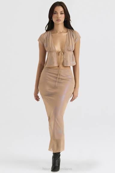 vestiario esso House of CB Gonna lunga con taglio sbieco café au lait di Dyana shimmer X44T890
