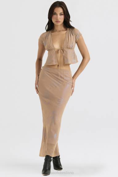 vestiario esso House of CB Gonna lunga con taglio sbieco café au lait di Dyana shimmer X44T890