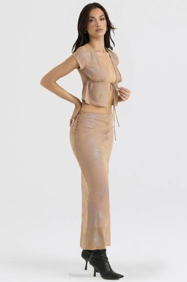 vestiario esso House of CB Gonna lunga con taglio sbieco café au lait di Dyana shimmer X44T890