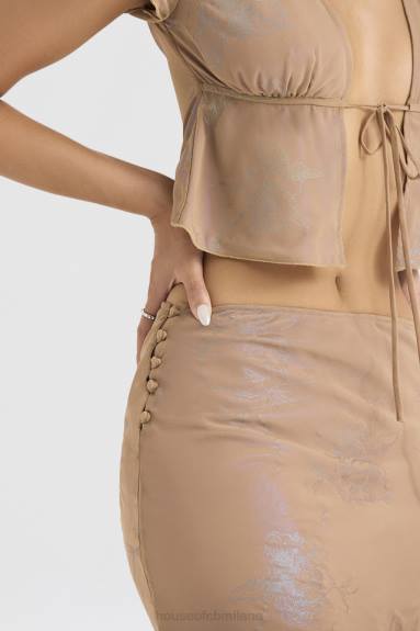 vestiario esso House of CB Gonna lunga con taglio sbieco café au lait di Dyana shimmer X44T890