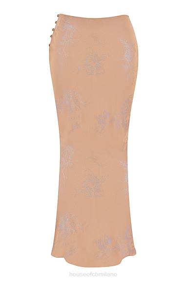 vestiario esso House of CB Gonna lunga con taglio sbieco café au lait di Dyana shimmer X44T890