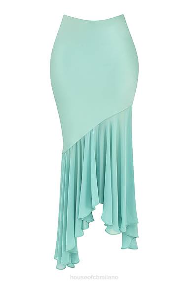 vestiario esso House of CB Gonna lunga con volant color giada lilla X44T915