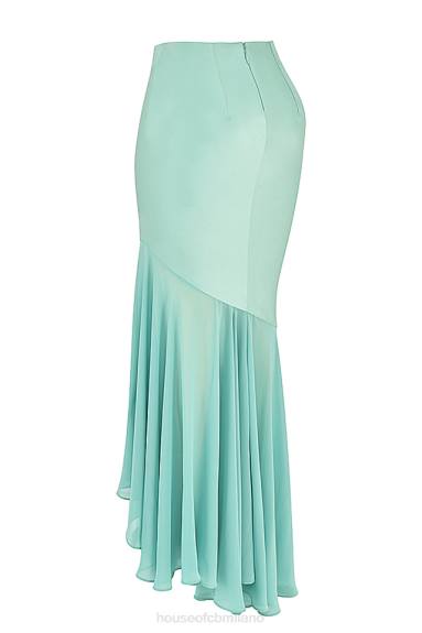 vestiario esso House of CB Gonna lunga con volant color giada lilla X44T915