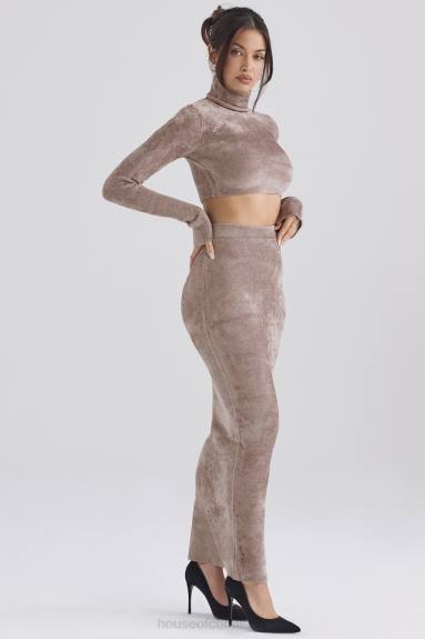 vestiario esso House of CB Gonna lunga in ciniglia di Rene Rose X44T882