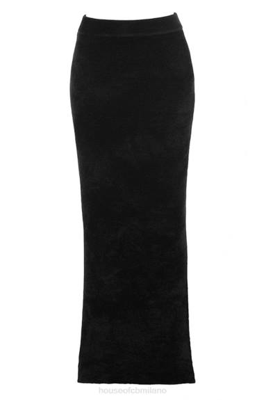 vestiario esso House of CB Gonna lunga in ciniglia nera di Rene X44T879