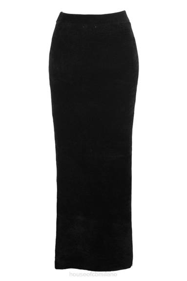 vestiario esso House of CB Gonna lunga in ciniglia nera di Rene X44T879