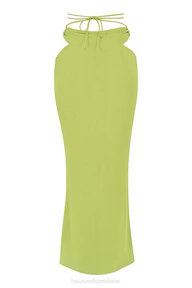 vestiario esso House of CB Gonna maxi in georgette verde lime Madeline X44T955