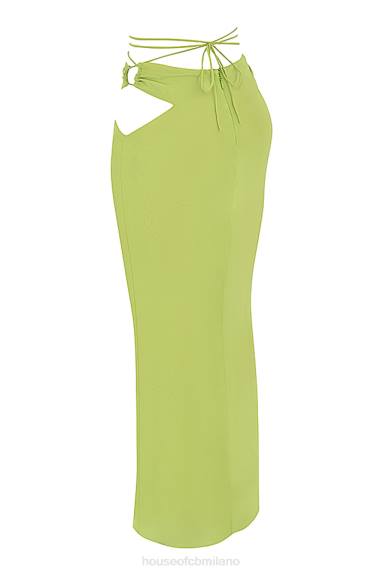 vestiario esso House of CB Gonna maxi in georgette verde lime Madeline X44T955