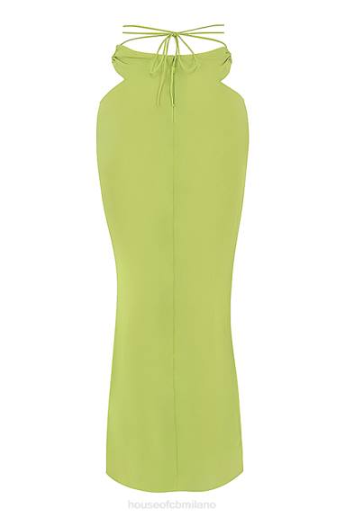 vestiario esso House of CB Gonna maxi in georgette verde lime Madeline X44T955