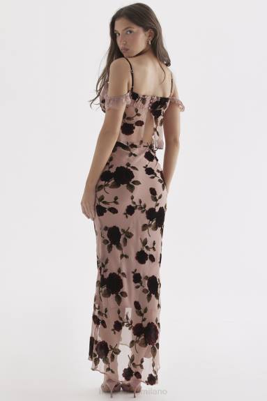 vestiario esso House of CB Immaan una maxi gonna devoré rosa polvere X44T871
