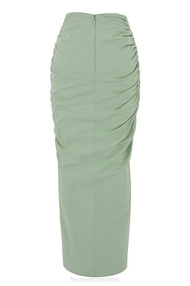 vestiario esso House of CB gonna lunga con coulisse arricciata color salvia solitario X44T968