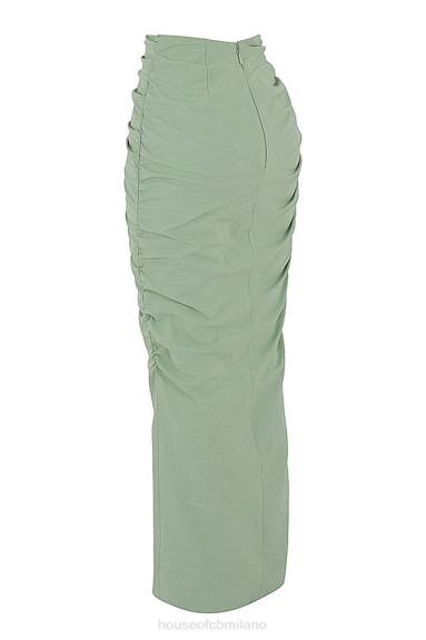vestiario esso House of CB gonna lunga con coulisse arricciata color salvia solitario X44T968