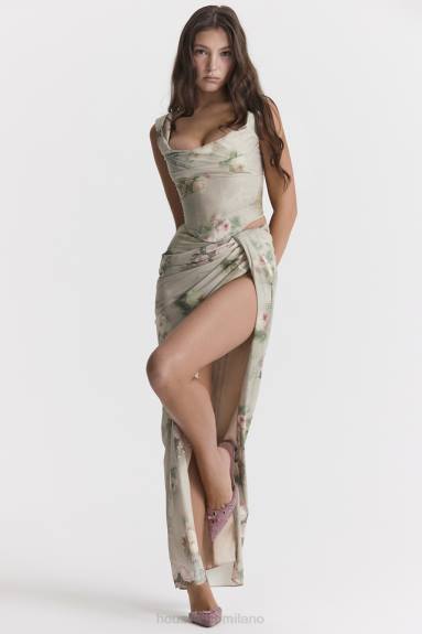 vestiario esso House of CB maxi gonna floreale vintage vespro X44T869