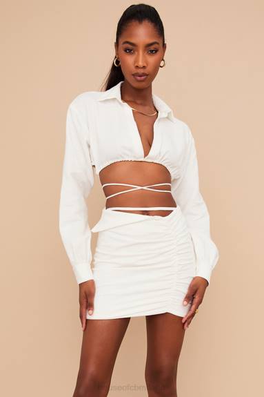 vestiario esso House of CB Emmy Off White minigonna piegata in vita X44T962
