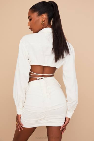 vestiario esso House of CB Emmy Off White minigonna piegata in vita X44T962