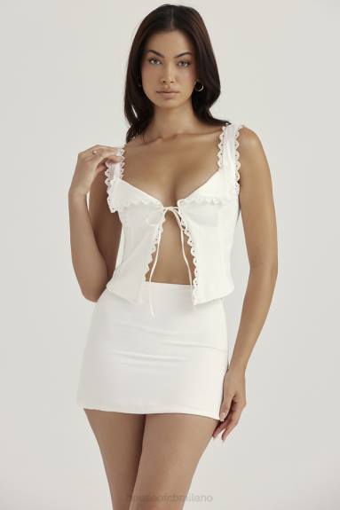 vestiario esso House of CB Minigonna a trapezio in lino bianco Mallie X44T916