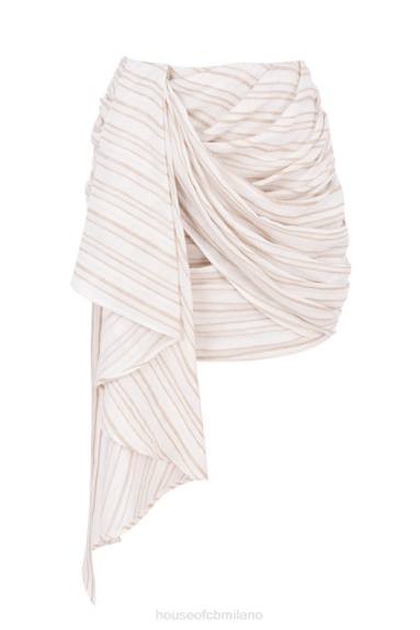 vestiario esso House of CB Minigonna drappeggiata in misto lino a righe Adette X44T1021