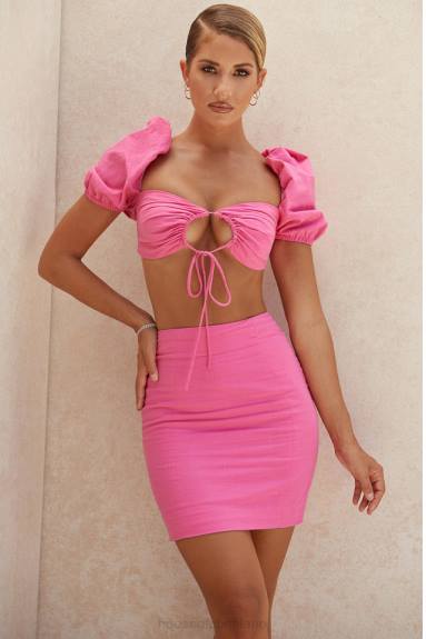 vestiario esso House of CB Minigonna in lino rosa sadie X44T1020