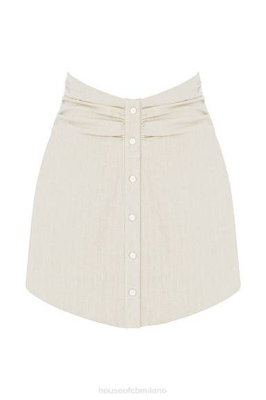 vestiario esso House of CB Minigonna tayo in lino beige con vita arricciata X44T970
