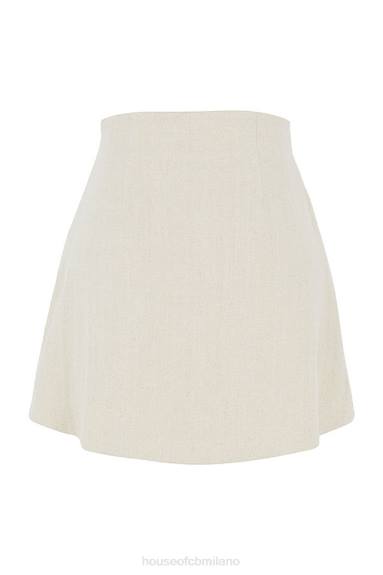 vestiario esso House of CB Minigonna tayo in lino beige con vita arricciata X44T970