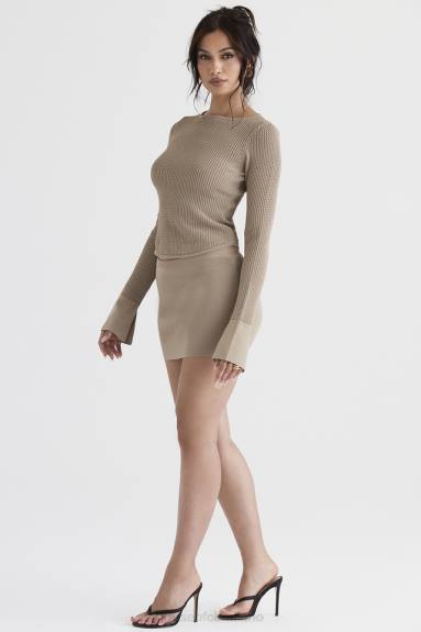 vestiario esso House of CB minigonna mariella in maglia color talpa X44T905