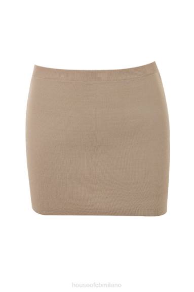 vestiario esso House of CB minigonna mariella in maglia color talpa X44T905