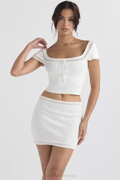 vestiario esso House of CB minigonna sarelle in maglia delicata avorio X44T921