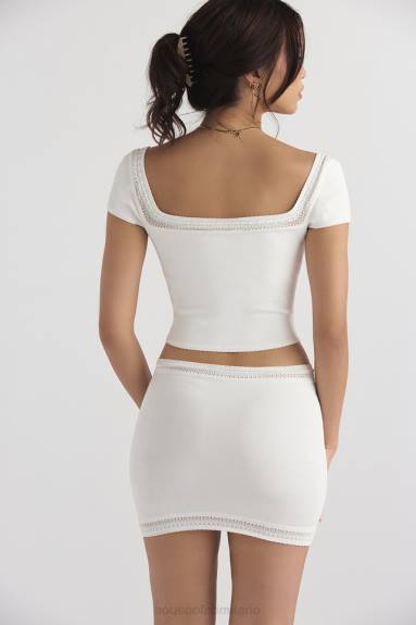 vestiario esso House of CB minigonna sarelle in maglia delicata avorio X44T921