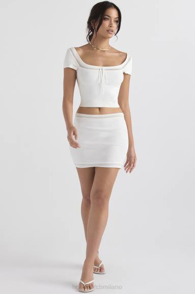 vestiario esso House of CB minigonna sarelle in maglia delicata avorio X44T921