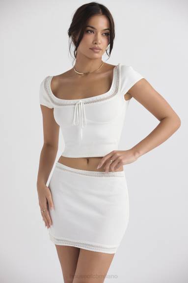 vestiario esso House of CB minigonna sarelle in maglia delicata avorio X44T921