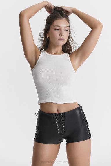 vestiario esso House of CB Micro mini shorts azora in pelle vegana nera X44T868