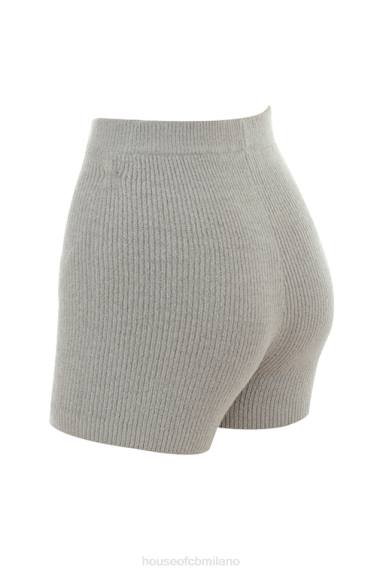 vestiario esso House of CB pantaloncini a vita alta in maglia grigia con fondo X44T950