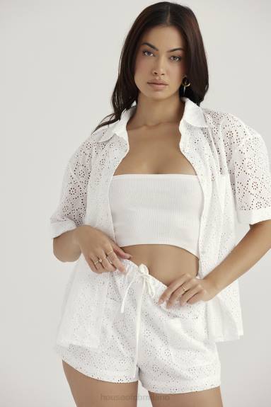 vestiario esso House of CB shorts mae in pizzo sangallo bianco X44T914