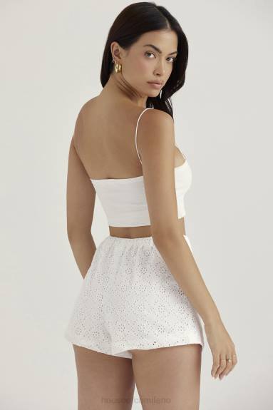 vestiario esso House of CB shorts mae in pizzo sangallo bianco X44T914