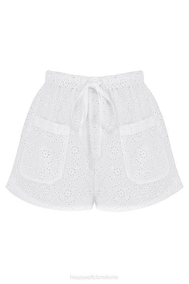 vestiario esso House of CB shorts mae in pizzo sangallo bianco X44T914