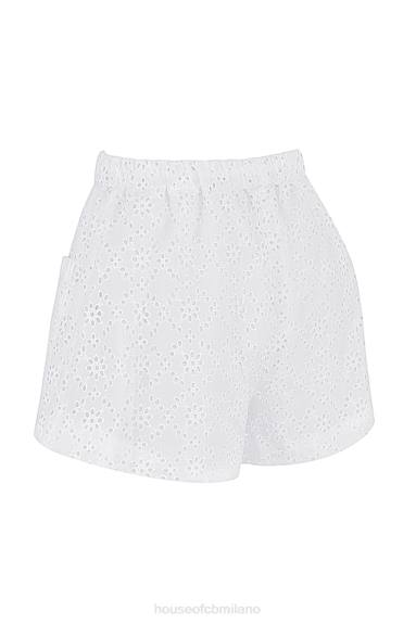vestiario esso House of CB shorts mae in pizzo sangallo bianco X44T914