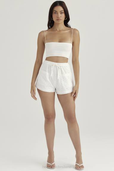 vestiario esso House of CB shorts mae in pizzo sangallo bianco X44T914