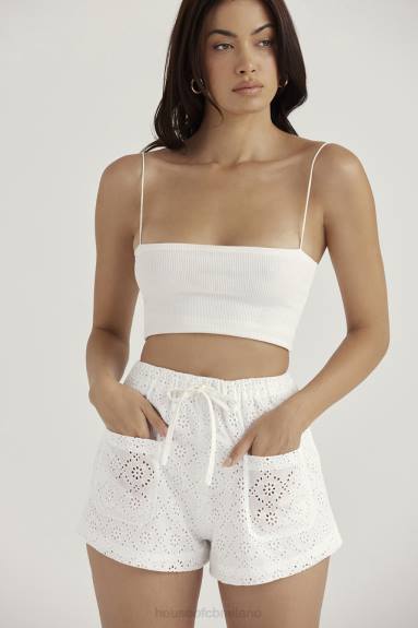 vestiario esso House of CB shorts mae in pizzo sangallo bianco X44T914