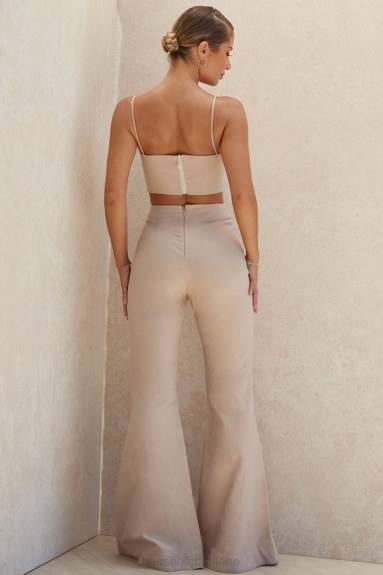 vestiario esso House of CB Pantaloni Alesha in tencel lino beige X44T1013