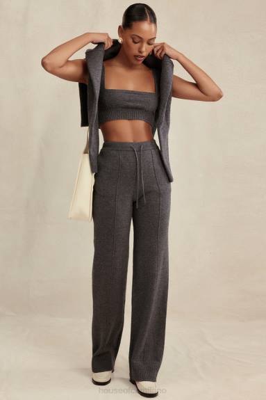 vestiario esso House of CB Pantaloni Yalina in misto cashmere antracite X44T825