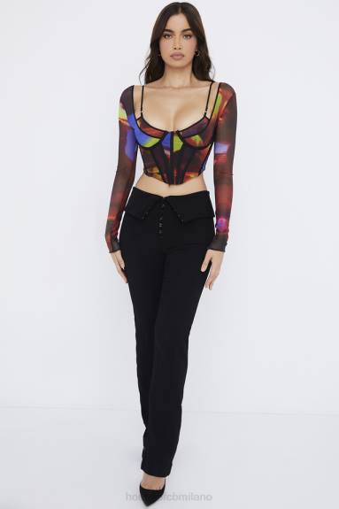 vestiario esso House of CB Pantaloni ava neri con piega sul davanti X44T956