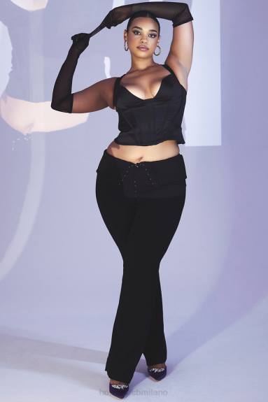 vestiario esso House of CB Pantaloni ava neri con piega sul davanti X44T956