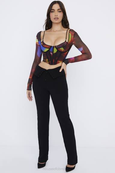 vestiario esso House of CB Pantaloni ava neri con piega sul davanti X44T956